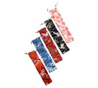 OHPHCALL Porte-Ustensiles pour Fête 5pcs en Tissu Japonais Compact avec Cordons pour Cuillères et Baguettes Pochette Portable pour Usage Extérieur