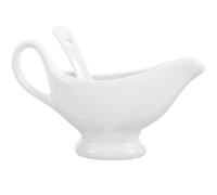 OHPHCALL Saucière en Céramique avec Louche Profonde, Lot de 2 Pièces, pour Sauces et Jus de Viande, Design Facile à Verser, Accessoire Pratique Cuisine et Table