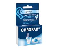 OHROPAX Bouchons d'oreilles de voyage - Filtre spécial breveté - Régule la pression - Valeur d'isolation acoustique SNR 16 dB - Pour voyage et avion - 1 paire de bouchons avec filtre inséré + 1 paire