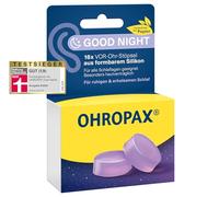 OHROPAX Good Night Lot de 16 bouchons d'oreilles en silicone malléable pour toutes les oreilles et positions de sommeil Indice d'isolation acoustique SNR 23 dB Pour un sommeil paisible et réparateur
