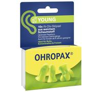 OHROPAX Young Lot de 10 bouchons d'oreilles en mousse souple pour oreilles avec petits conduits auditifs - Indice d'isolation acoustique SNR 35 dB - Idéal pour le calme, la concentration et les