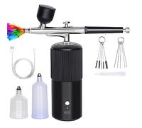 Ohsilv Ensemble D'Aérographes Compresseur D'Aérographe Portatif Rechargeable Aérographe Automatique Sans Professionnel pour L'Art des Ongles, Maquillage B