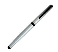 OHTO CR02 Stylo à bille en céramique, pointe 0,5 mm, corps aluminium épais, composants laiton, argent mat, encre noire rechargeable eau, CR02-05-MSV