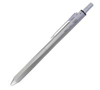 OHTO MS02 Stylo multifonction 3 en 1, équipé d'une pointe aiguille de 0,7 mm d'encres noires et rouges à base d'huile, porte-mine de 0,5 mm, corps entièrement en métal argenté, MS02-MF3-SV