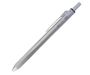 OHTO MS02 Stylo multifonction 3 en 1, équipé d'une pointe aiguille de 0,7 mm d'encres noires et rouges à base d'huile, porte-mine de 0,5 mm, corps entièrement en métal argenté, MS02-MF3-SV