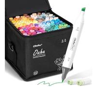 Ohuhu 100 Couleurs Double Pointe Marqueur, Art Croquis Stylos Marqueurs Marker à Feutre Alcool Animation Design avec Sac Noir Pour Adultes Jeu Croquis Dessins Animés Peinture