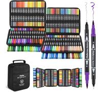Ohuhu 160 Couleur Feutres Coloriage Adulte Enfants, Feutre Double Pointe Aquarelle Stylos Pointe Fine Pour Dessin, Manga, Doodling, Scrapbooking, Série Maui - Sac de Transport