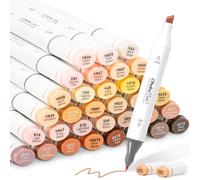 Ohuhu 36 marqueurs à alcool pour les couleurs, bullet et ciseau, artistique pour croquis, marqueurs à base d'alcool pour la coloration pour les tons de peau et les nuances de cheveux