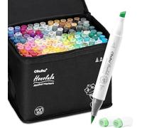 Ohuhu Feutre a Alcool 120 Colorés D'art, Pointe Double Feutres à Alcool Marqueurs Pinceau et Ciseau Burin Pour Artiste Etudiants, Feutres Coloriage Adulte Pour Croquis Coloriage Calligraphie