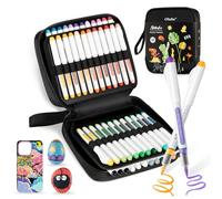 Ohuhu Feutre Acrylique 48 couleurs, feutres coloriage adulte à pointe pinceau haute opacité, résistant à l'eau et à la lumière pour peinture sur pierre, œufs de Pâques, bois, verre, céramique, toile
