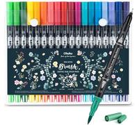 Ohuhu Feutre Coloriage, 36 Couleurs Aquarelle Stylos Feutres Double Pointe Fine et Pinceau pour Mandala Calligraphie Dessin Esquisse Livre de Coloriage, Non-blanchissant Non-toxique