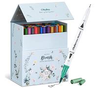 Ohuhu Feutre Coloriage Adulte, 100 Couleurs Aquarelle Stylos Feutres Double Pointe Fine et Pinceau pour Calligraphie Mandala Dessin Colorant, Maui - Boîte Blanche