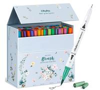 Ohuhu Feutre Coloriage Adulte, 120 Couleurs Aquarelle Stylos Feutres Double Pointe Fine et Pinceau pour Calligraphie Mandala Dessin Colorant, Maui - Boîte Blanche