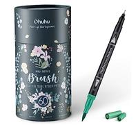 Ohuhu Feutre Coloriage Adulte, 60 Couleurs Aquarelle Stylos Feutres Double Pointe Fine et Pinceau pour Calligraphie Mandala Dessin Colorant, Maui - Boîte Noire