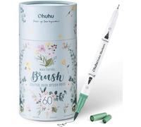 Ohuhu Feutre Coloriage Adulte, 60 Couleurs Aquarelle Stylos Feutres Double Pointe Fine et Pinceau pour Calligraphie Mandala Dessin Colorant, Maui - Boîte Blanche