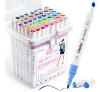 Ohuhu feutres alcool, 48 couleurs, feutre a alcool à double pointe fine et biseautée pour les débutants, les adultes, le coloriage, le dessin, le croquis, l'architecture, l'anime et le manga