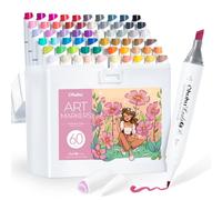 Ohuhu feutres alcool, 60 +1 couleurs Pointe pinceau & pointe large fine estompe sans couture encre rechargeable feutre à alcool pour les artistes Coloriage Calligraphie Dessin Illustration - Kaala B