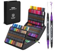 Ohuhu Feutres Coloriage Adulte 120 Couleur, Aquarelle Marqueurs à Double Pointe Fine et Pinceau Pour Dessin, Manga, Doodling, Scrapbooking, Série Maui - Sac de Transport