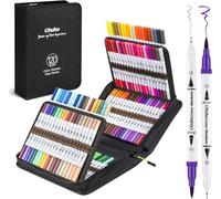 Ohuhu Feutres Coloriage Adulte Enfants, 120 Couleur Feutre Double Pointe Aquarelle Stylos Pointe Fine Pour Dessin, Manga, Doodling, Scrapbooking, Série Maui - Sac de Transport