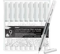Ohuhu Feutres de dessin à pointe fine - Tailles assorties, encre pigmentée noire - 9 pièces