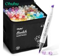 Ohuhu Honolulu 104 couleurs marqueur ensemble de stylos marqueurs d'art à l'alcool rechargeable double pointe croquis dessin Manga fournitures d'art scolaires Brush Fine 104 CLR