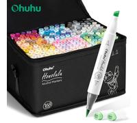 Ohuhu Honolulu 168 couleurs marqueur stylo ensemble alcool Art marqueurs rechargeables double pointe croquis dessin Manga école Art fournitures Brush Chisel 168 CLR