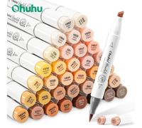 Ohuhu Honolulu 36 couleurs de peau marqueur ensemble de stylos marqueurs d'art à l'alcool rechargeable double pointe croquis dessin fournitures d'art scolaire Brush Chisel 36 CLR