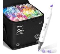 Ohuhu Lot de 120 marqueurs permanents à double pointe pour surligneur avec étui de transport pour dessin, croquis, coloriage, surlignage pour adultes