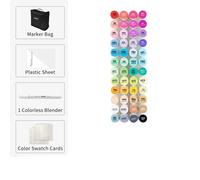 Ohuhu marqueur d'art à l'alcool, 48 couleurs vives, doubles pointes, outil de mélange incolore inclus , pinceau ciseau 48 CLR