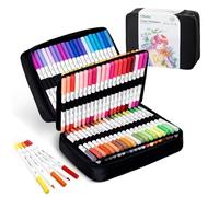 Ohuhu Marqueurs 120 Papier Amical Brosse Sans Écaillage pour Coloration | Papier Amical Sans Écaillage 119 Couleurs + 1 Mélangeur pour Mélange Pas de Coulure pour Adultes Débutants Livres Coloration