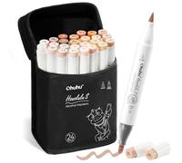 Ohuhu Marqueurs, 24+1 Couleurs Chair Feutres Alcool à double pointe (pinceau et biseau doux) avec Lauréat du prix Red Dot Design Award pour artistes adultes portraits, coloriage, croquis - Honolulu S