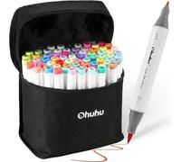OHUHU Marqueurs à alcool double face Pinceau et Fin, 72pcs + blender