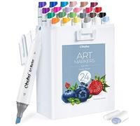 Ohuhu Marqueurs à Feutre Alcool Slim Broad et Fine à Double Pointe Pour Artistes Adultes Coloriage Sessin Conception de Paysage(Basic-24 couleurs)