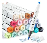 Ohuhu Marqueurs à l'alcool Supreme Pinceau et Biseau, 24 +1 Couleurs Mélange Parfait Encre Rechargeable Double Pointes Stylos de Coloriage pour Adultes Artistes Professionnels pour Dessin, Croquis