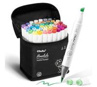 Stylos marqueurs à alcool Ohuhu, 48 couleurs, avec pinceaux et embouts biseautés, pour adultes, idéal pour le coloriage