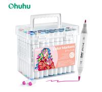 Ohuhu marqueurs marqueurs de coloriage à base d'eau respectueux de la papier 60 couleurs double brosse Fineliner conseils marqueurs livres de coloriage marqueurs d'art 60 Colors
