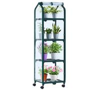 Ohuhu Mini serre à 4 niveaux avec roues pour intérieur et extérieur, petite serre en plastique portable avec housse durable pour semis, cadeau de jardinage idéal pour homme et femme, transparente