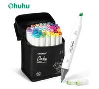 Ohuhu Oahu 40 couleurs marqueur ensemble de stylos marqueurs d'art à l'alcool double pointe feutre stylo croquis dessin Graffiti Manga fournitures d'art scolaires Fine Chisel 40 CLR