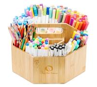 Ohuhu Organiseur rotatif pour marqueurs à alcool, rotation à 360 degrés en bambou pour bureau - Peut contenir 162 marqueurs Honolulu et B - Porte-crayons avec 8 compartiments pour la maison, la salle