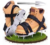 Ohuhu Sandales Aérateur Pelouse Installation Gratuite, Aérateur de pelouse avec Pelle en Acier Inoxydable, Chaussure à Gazon Chaussures à Ongles Scarificateur Gazon Chaussures pour Gazon