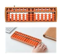 OHYER Soroban Abacus à 13 chiffres en plastique pour arithmétique et comptage avec bouton de réinitialisation - Outil de calcul pour mathématiques pour bureau (marron B, 13)
