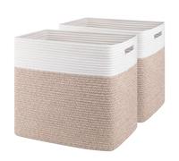 OIAHOMY Lot de 2 grands paniers de rangement pliables pour étagère, panier de rangement pour couvertures, salon, 41,9 x 33 x 38,1 cm, marron