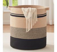 OIAHOMY Paniers à linge de 80 L, panier de rangement avec poignées, panier décoratif pour salon, panier de rangement tissé pour jouets, oreillers, couvertures, vêtements - 50,8 x 45,7 cm, jaune et