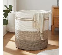 OIAHOMY Paniers à linge - Panier de rangement avec poignées, panier décoratif pour salon, panier de rangement tissé pour jouets, oreillers, couvertures, vêtements - 50,8 x 45,7 cm - Jaune dégradé