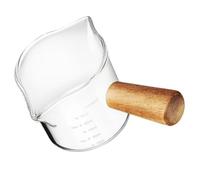 OIDANCLE Pichet à Café en Verre 100ml Poignée Bois Résistante | Verre Transparent, Bec Verseur Unique, Usage Café et Hôtel, pour Sauce ou Assaisonnement