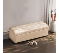 OIFAODAO Armoire de Chaussures, Banc de lit rectangulaire avec Rangement en Cuir, siège rembourré(Soy Milk Beige,120X40X42cm)