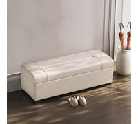 OIFAODAO Armoire de Chaussures, Banc de lit rectangulaire avec Rangement en Cuir, siège rembourré(White,80X40X42cm)
