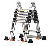 OIFAODAO Escalier d'extension, Échelle télescopique réglable 2 en 1 avec Barre stabilisatrice -(4M/13.1FT)