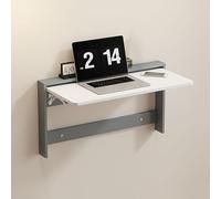OIFAODAO Table Pliante Murale, Bureau Suspendu Fonctionnel, Support Mural Pliable for Ordinateur Portable, idéal for Les Petits espaces et postes de Travail à Domicile(White Gray,24.8x15.3x18.5in)