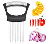 Oignons en Acier Inoxydable Coupe, 14.2*9.5cm, Vegetable Slicer Holder | Porte Tranche Oignons, Avec 10 Aiguilles en Inox 304, Facile à Nettoyer, pour Oignon, Pomme de Terre, Tomate et Citron